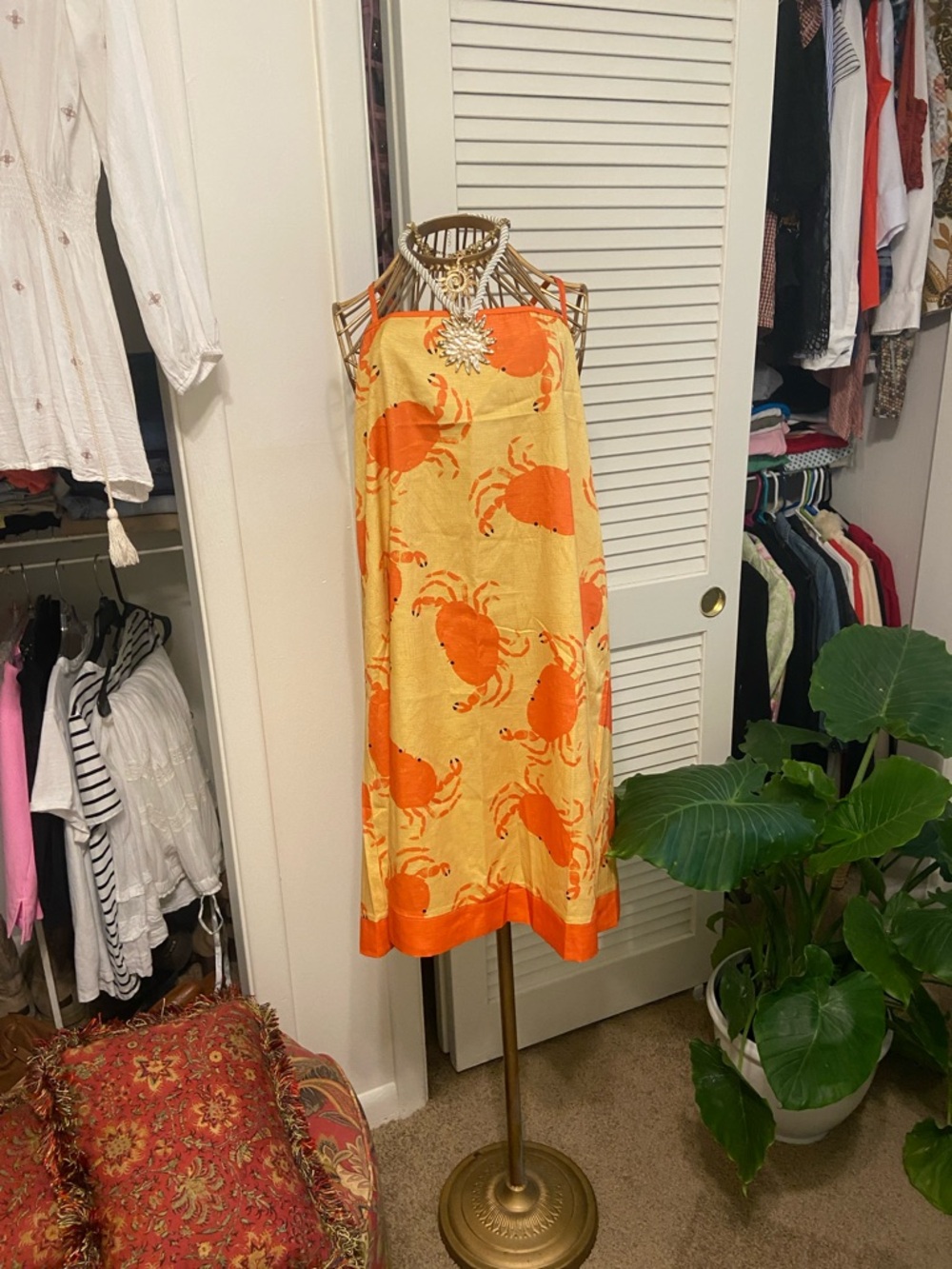 SHEIN Yellow & Orange Crab Print Sundress